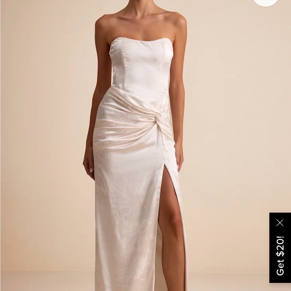 Lulu's Elegant Strapless Ivory Dress